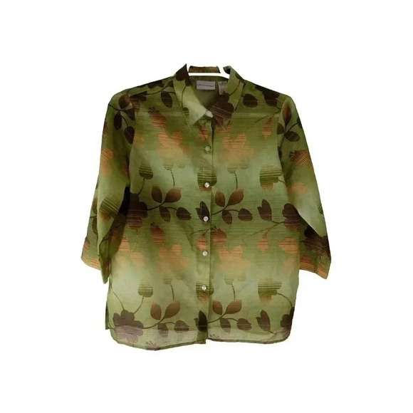 Alfred Dunner SZ 16 Women’s Light Weight Over Blouse Top Fall Floral 3/4 Slve - Picture 1 of 10